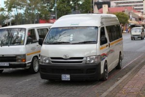 A minibus is called a taxi in South Africa. A sedan is called a cab